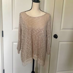 Blu Pepper Beige Sweater with Crochet Open Back Sz S